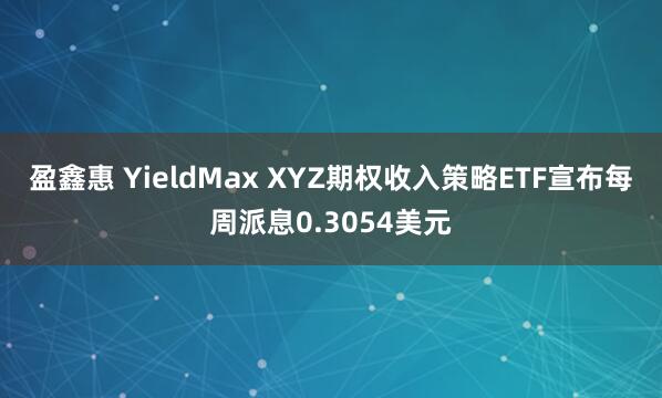 盈鑫惠 YieldMax XYZ期权收入策略ETF宣布每周派息0.3054美元