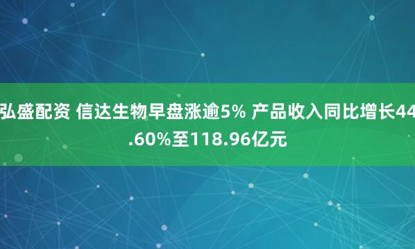 弘盛配资 信达生物早盘涨逾5% 产品收入同比增长44.60%至118.96亿元