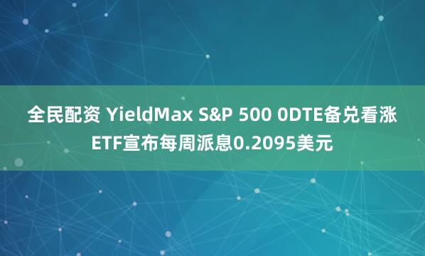 全民配资 YieldMax S&P 500 0DTE备兑看涨ETF宣布每周派息0.2095美元